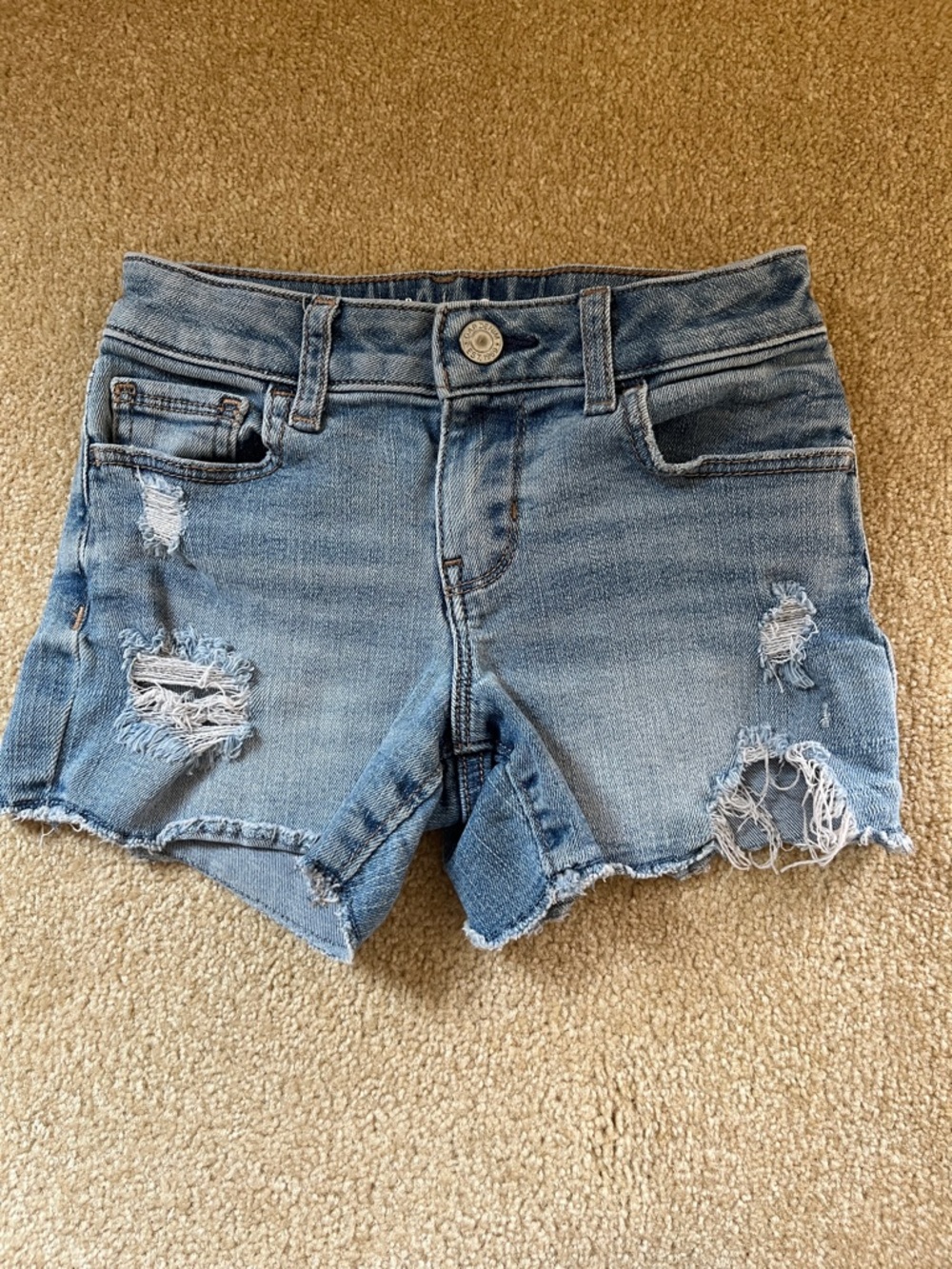 Distressed Light Blue Denim Shorts - kids